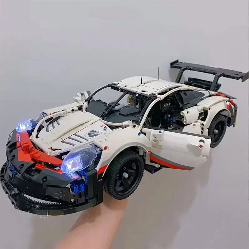 Carros esportivos elétricos Blocos de Construção com Luzes, Controle Remoto Modelo, Presentes de Aniversário DIY, Compatível com 42096, 1580 + Pcs, 1:10